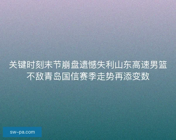 关键时刻末节崩盘遗憾失利山东高速男篮不敌青岛国信赛季走势再添变数