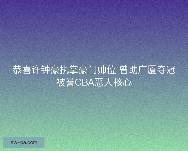恭喜许钟豪执掌豪门帅位 曾助广厦夺冠被誉CBA恶人核心 恭喜许钟豪执掌豪门帅位 曾助广厦夺冠被誉CBA恶人核心