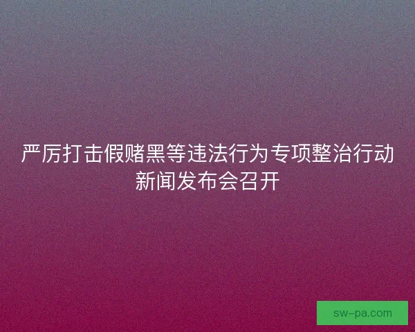 严厉打击假赌黑等违法行为专项整治行动新闻发布会召开